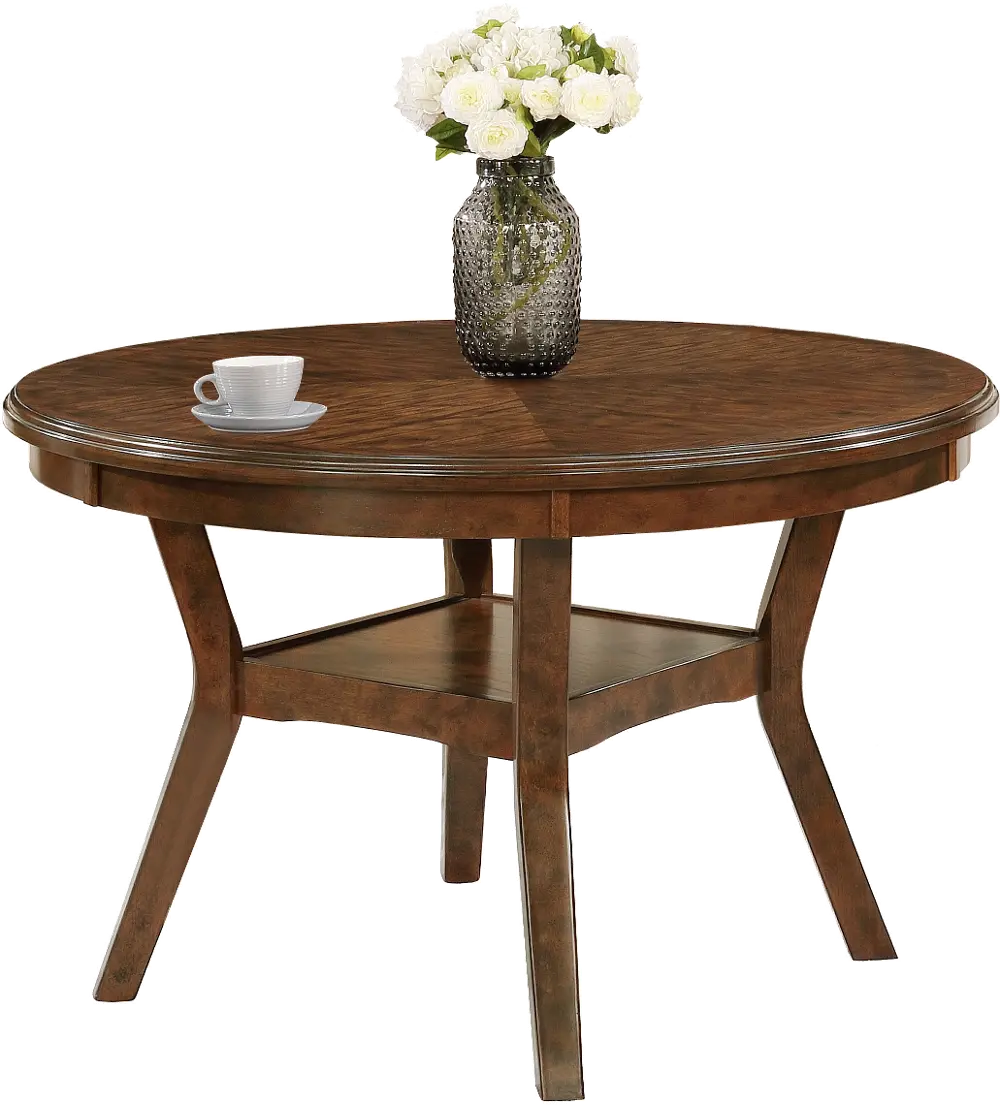 Brown Traditional Round Dining Table - Cally -1
