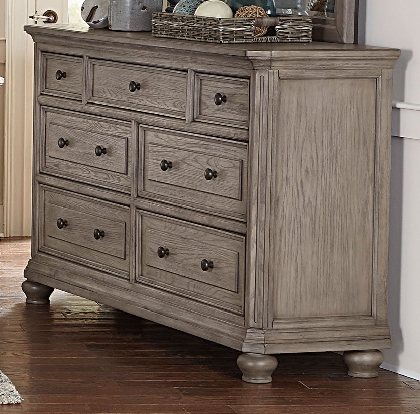 Traditional Gray Oak 6 Piece King Bedroom Set - Lavonia ...