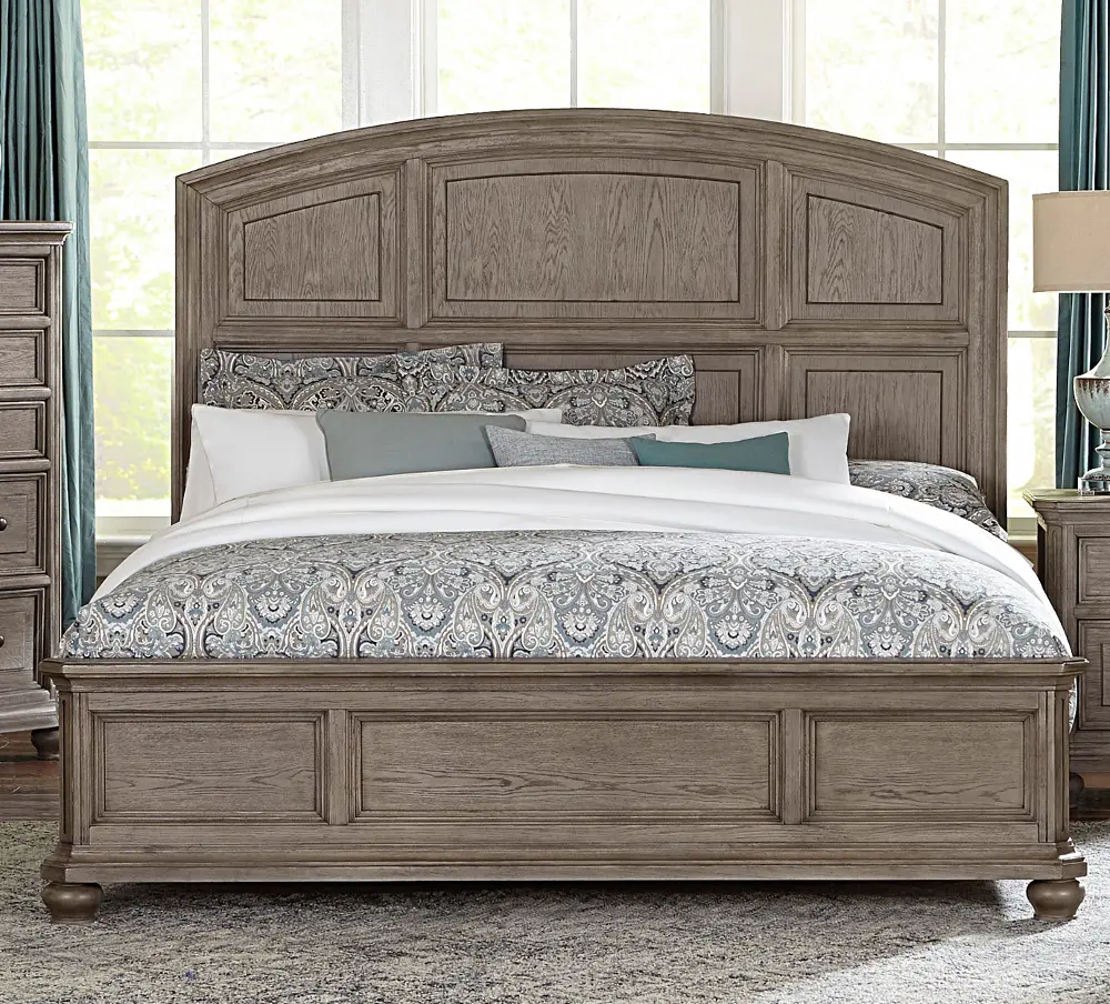 Traditional Gray Oak King Bed - Lavonia-1