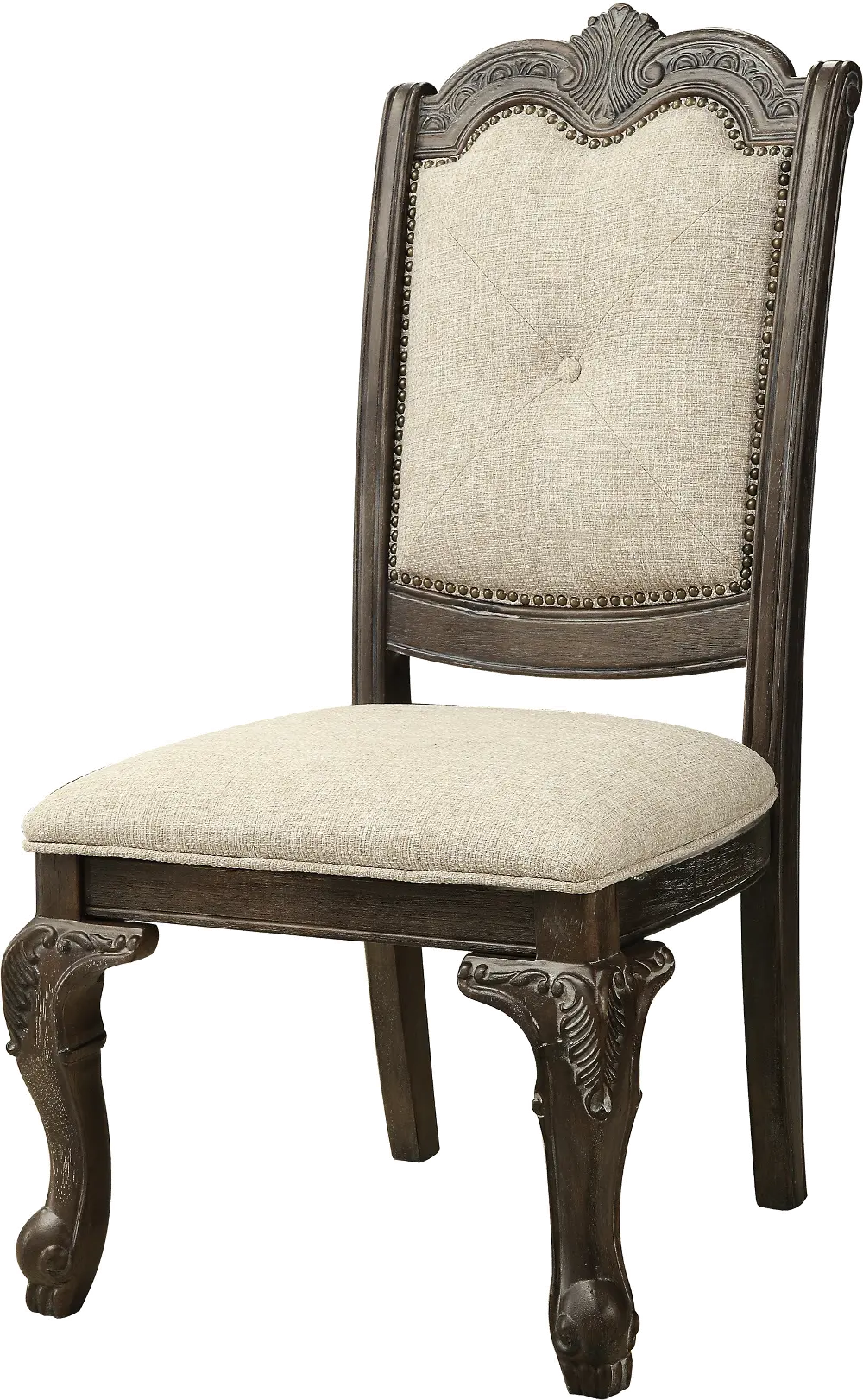 Washed Gray and Beige Upholstered Dining Chair - Kiera Collection-1
