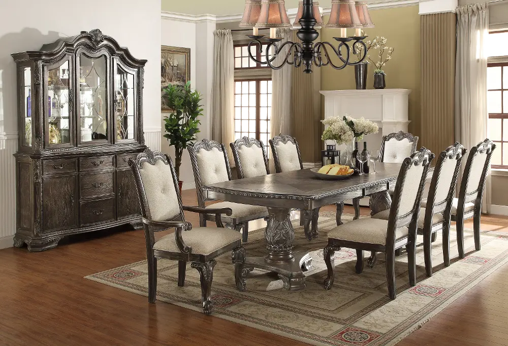 Washed Gray Old World 5 Piece Dining Set - Kiera Collection-1
