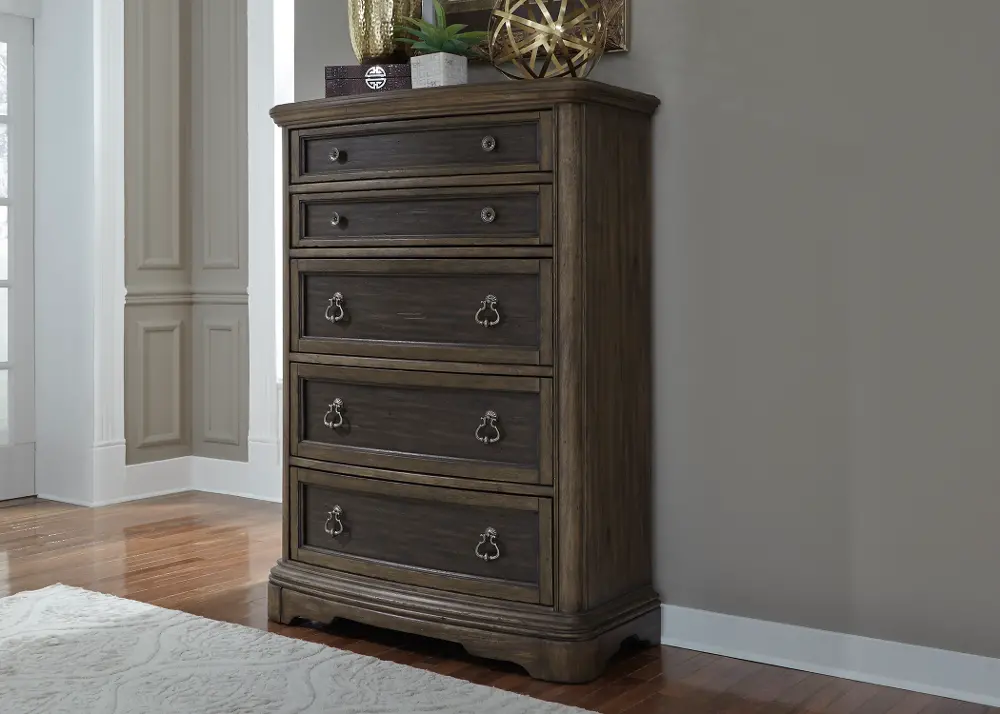 Traditional Chestnut Brown Chest of Drawers - Valley Springs-1