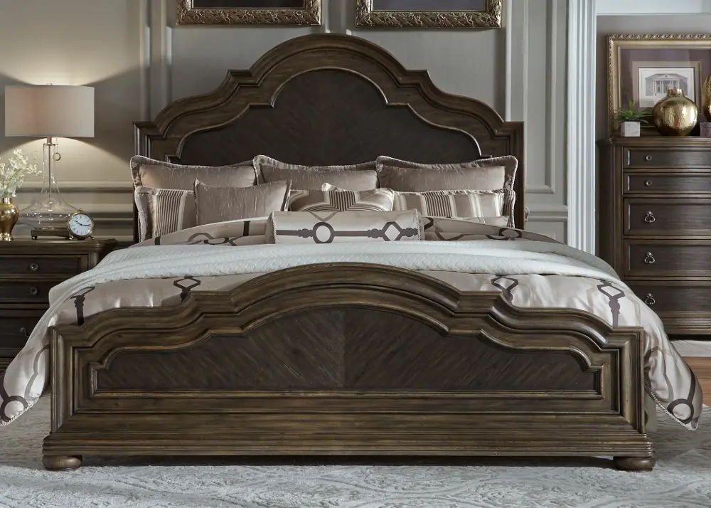 Traditional Chestnut Brown Queen Bed - Valley Springs-1