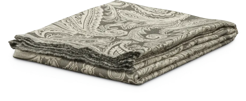 Gray and Ivory Paisley Boulder Throw Blanket-1