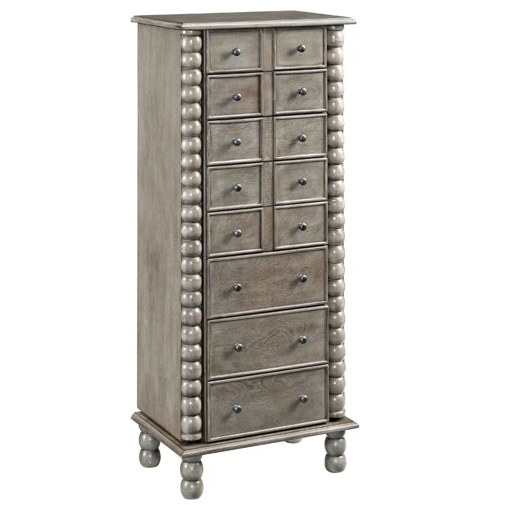 Gray Wash Spindle Jewelry Armoire-1