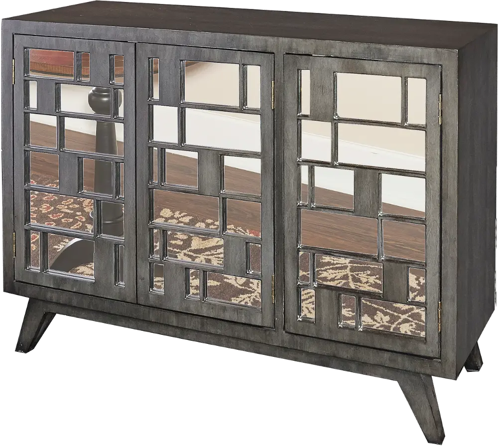 Driftwood 3 Door Mirrored Mid Mode Console Cabinet-1