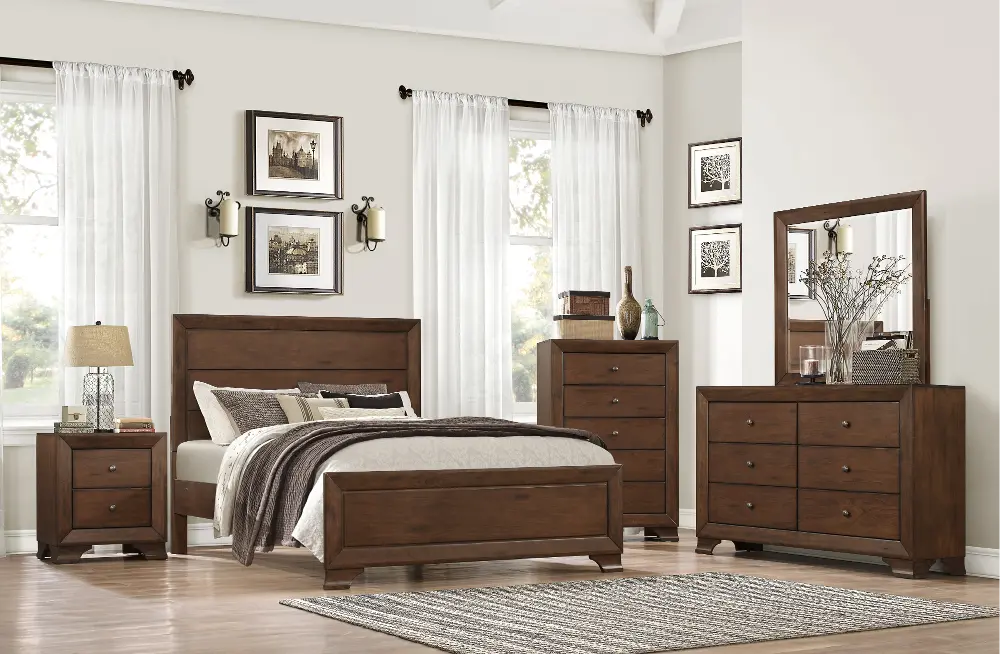Casual Contemporary Brown 4 Piece Full Bedroom Set - Jacob-1
