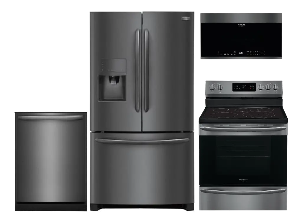 .FRG-3DR-4PC-BSS-ELE Frigidaire 4 Piece Kitchen Appliance Package with Electric 5.4 cu. ft. Range - Black Stainless Steel-1