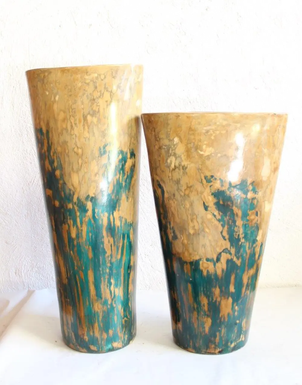 32 Inch Cobalt and Turquoise Pottery Planter-1