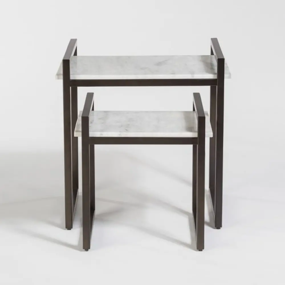 Gun Metal and Marble Nesting Tables - Set of 2-1