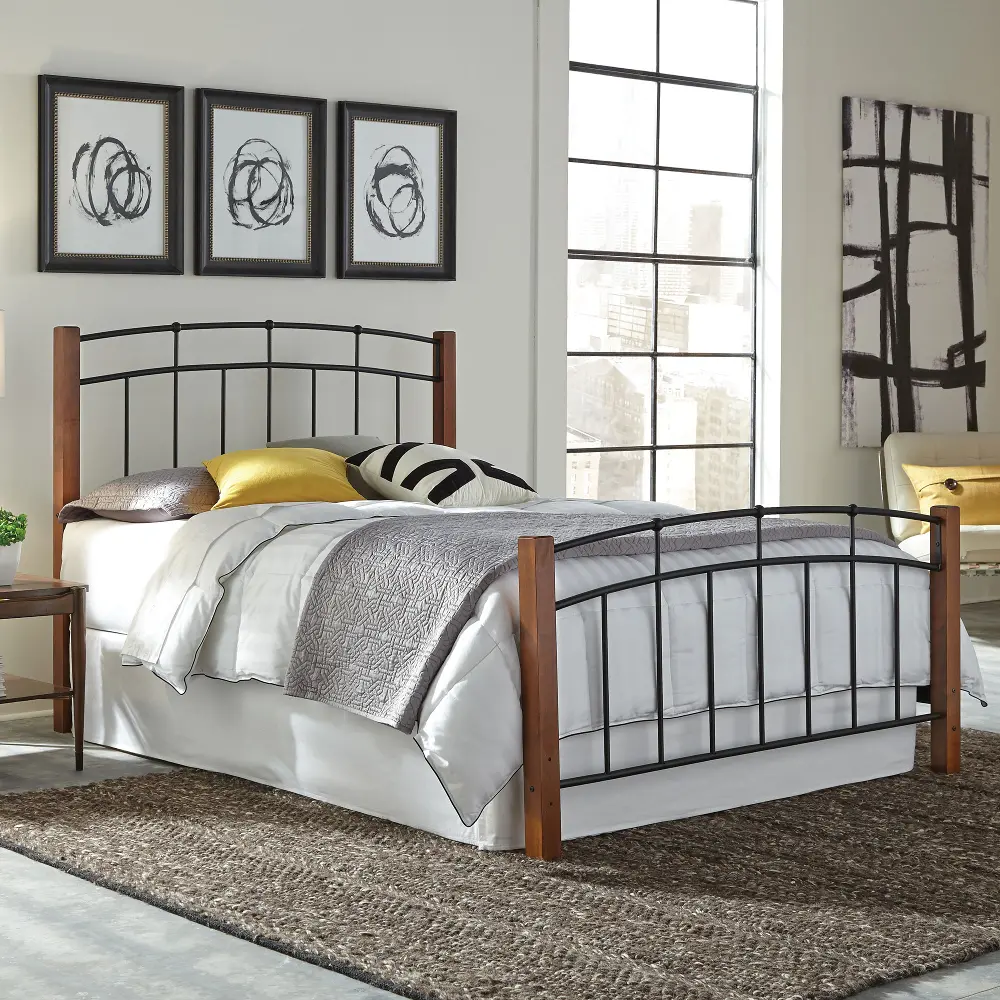 B98A4/METALBED3/3 Maple & Black Casual Contemporary Twin Metal Bed - Benson-1