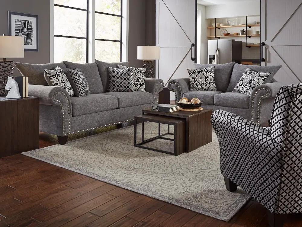 Casual Traditional Gray 2 Piece Living Room Set - Paradigm-1