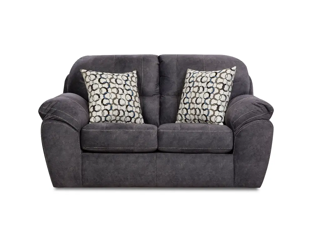 Casual Contemporary Steel Blue Loveseat - Imprint-1