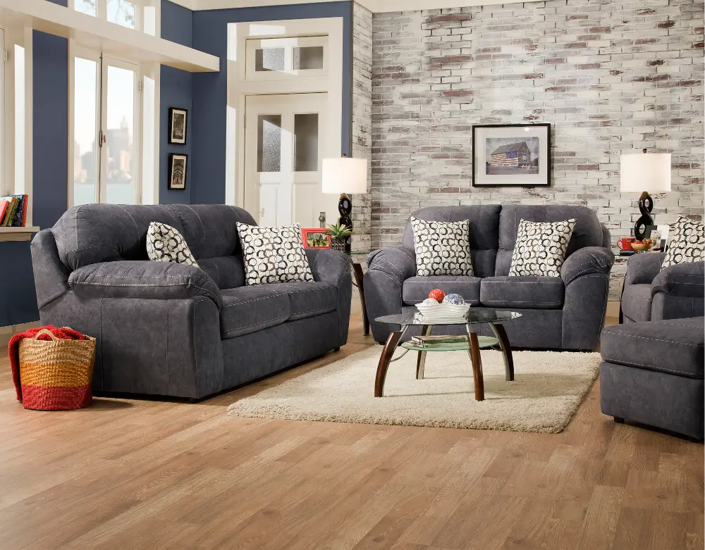 Casual Contemporary Steel Blue Living Room Set - Imprint-1