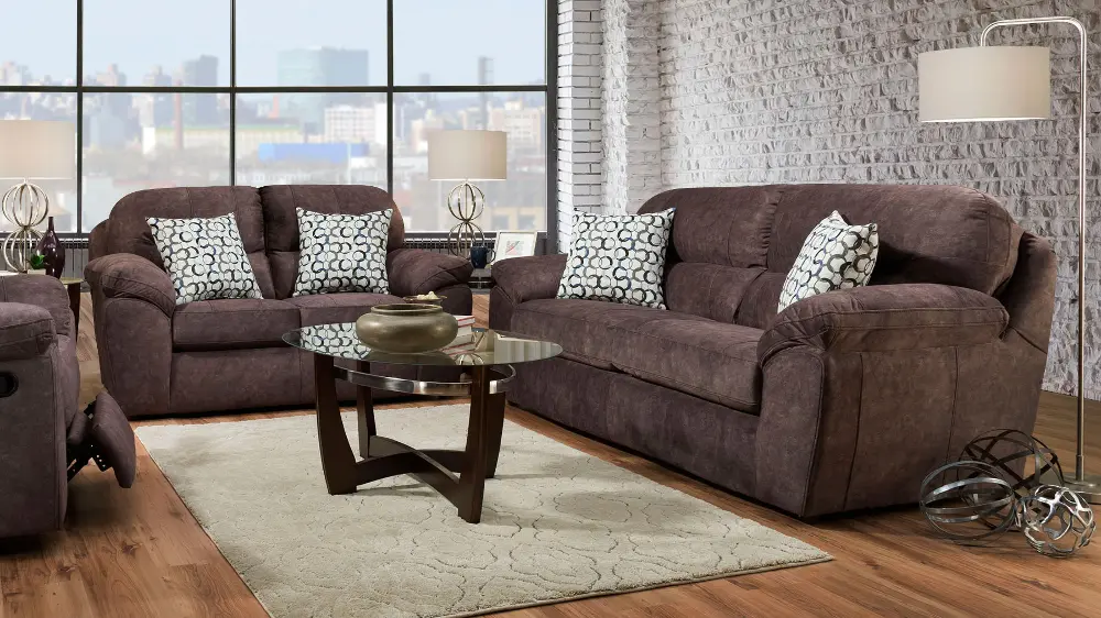 Casual Contemporary Cocoa Brown Sofa Bed and Loveseat Set - Imprint-1