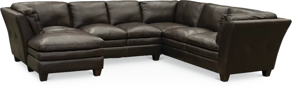 Contemporary Dark Brown Leather 3 Piece Sectional Sofa - Capri-1