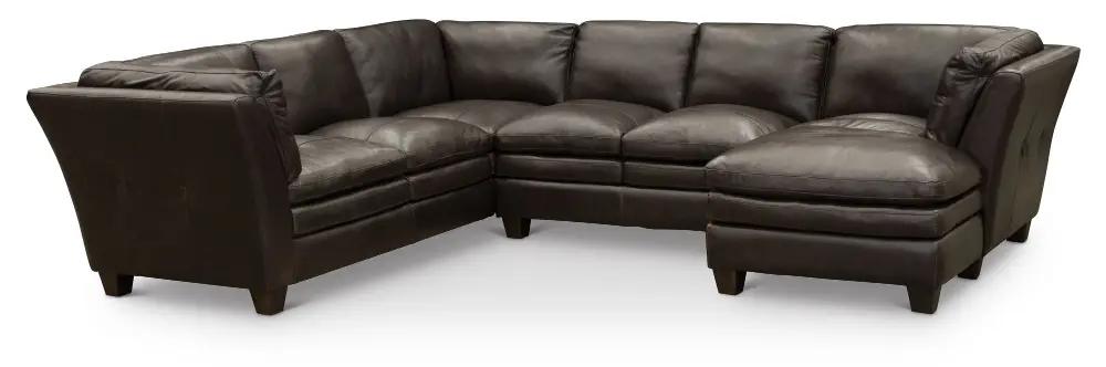 Contemporary Dark Brown Leather 3 Piece Sectional Sofa - Capri-1