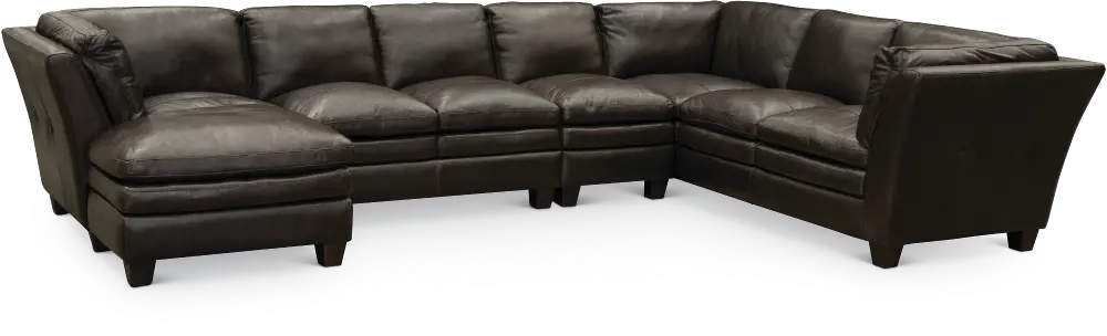 Contemporary Dark Brown Leather 4 Piece Sectional Sofa - Capri-1