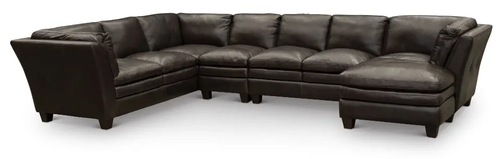 Contemporary Dark Brown Leather 4 Piece Sectional Sofa - Capri-1