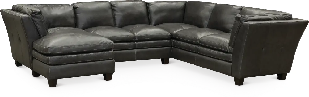 Contemporary Slate Gray Leather 3 Piece Sectional Sofa - Capri-1