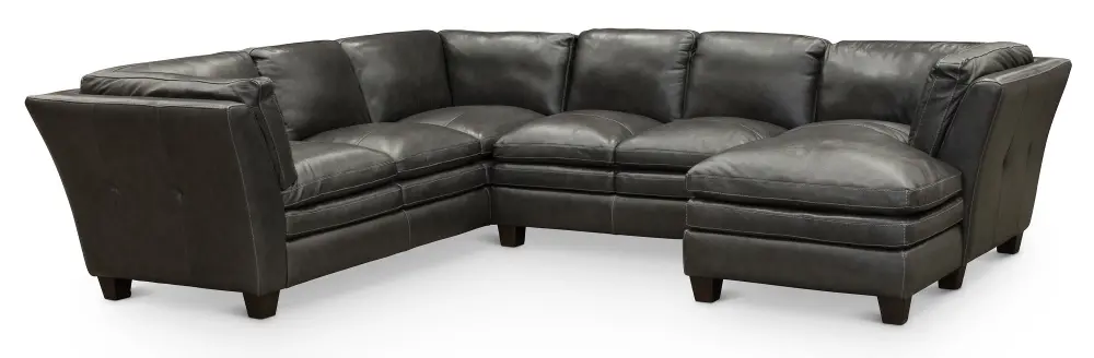 Contemporary Slate Gray Leather 3 Piece Sectional Sofa - Capri-1