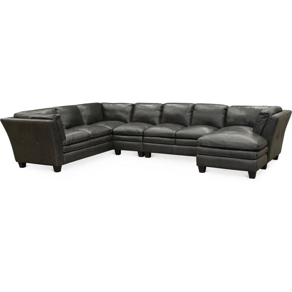 Contemporary Slate Gray Leather 4 Piece Sectional Sofa - Capri-1