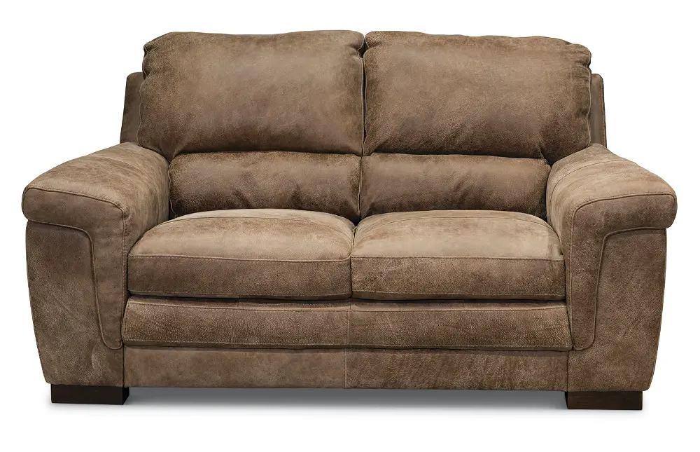Casual Contemporary Espresso Leather Loveseat - Outback-1