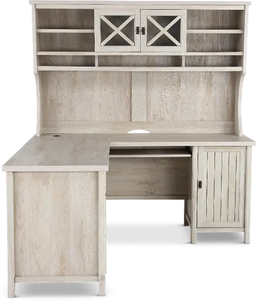 Just Home White Writing Desk with Hutch