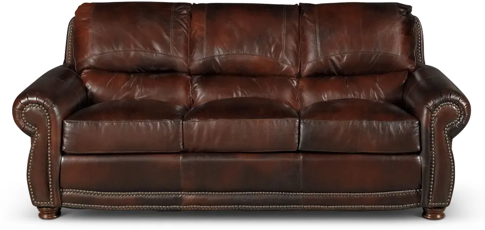 Amaretto Brown Leather Sofa-1