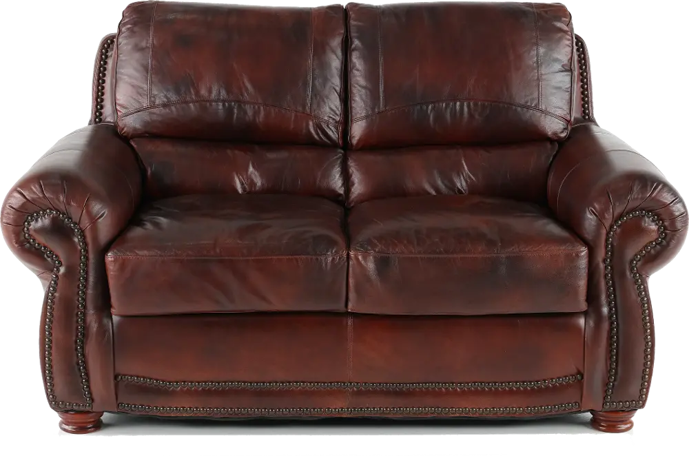 Amaretto Brown Leather Loveseat-1