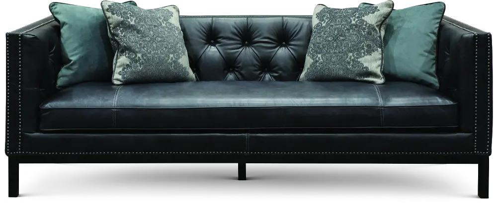 Mid Century Modern Black Leather Sofa - St. James-1