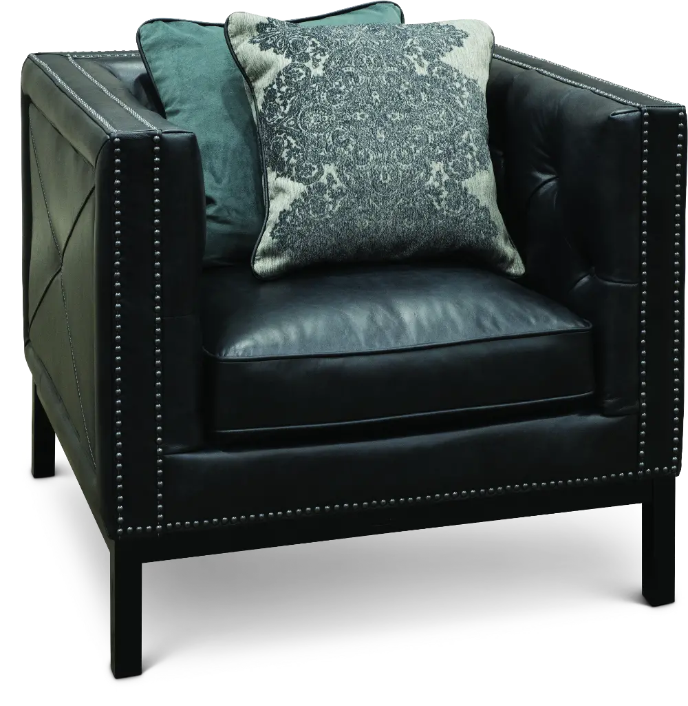 Mid Century Modern Black Leather Chair - St. James-1