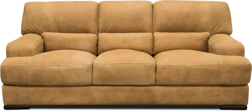 Casual Contemporary Palomino Brown Leather Sofa - Stallone-1