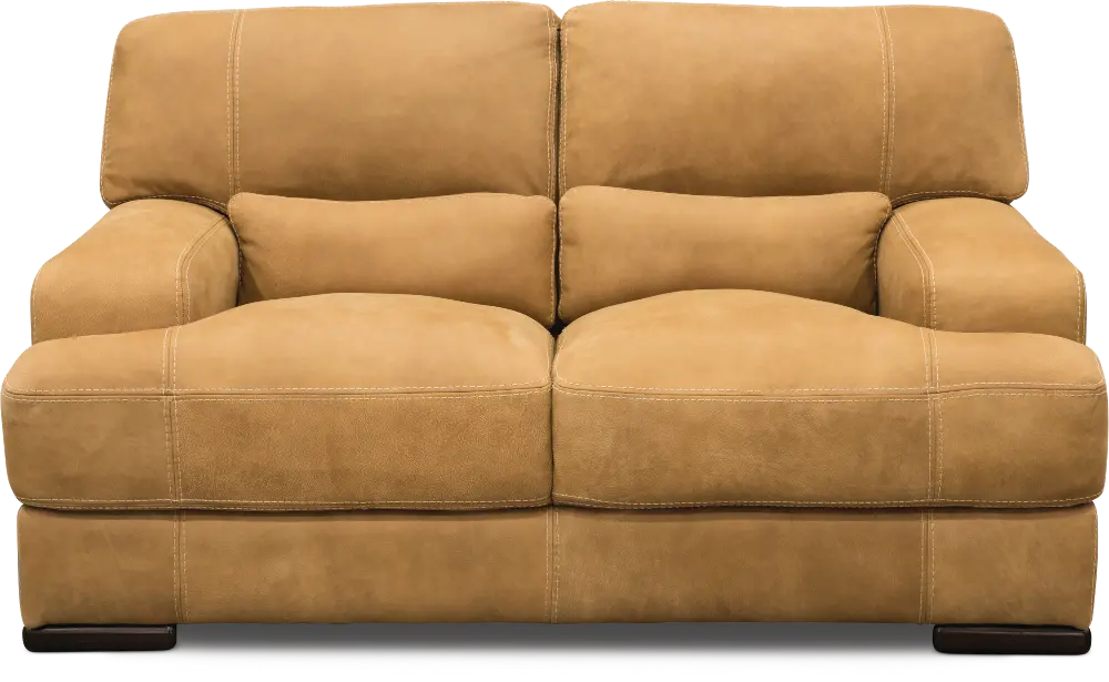 Casual Contemporary Palomino Brown Leather Loveseat - Stallone-1