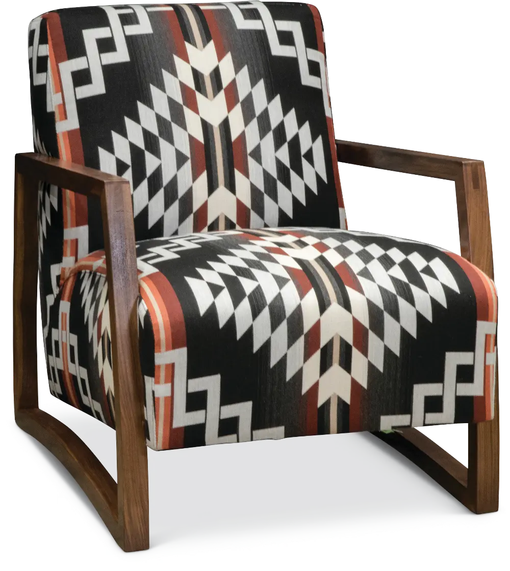 034-57 Southwest Modern Wood Chair with Pendleton by Sunbrella Fabric - Domino-1