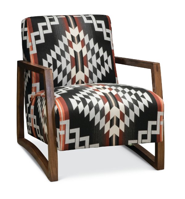 Browse Stationary Living Room Chairs In Fabric And Leather Page 4 Southwest Modern Wood Chair With Pendleton By Sunbrella Fabric Domino