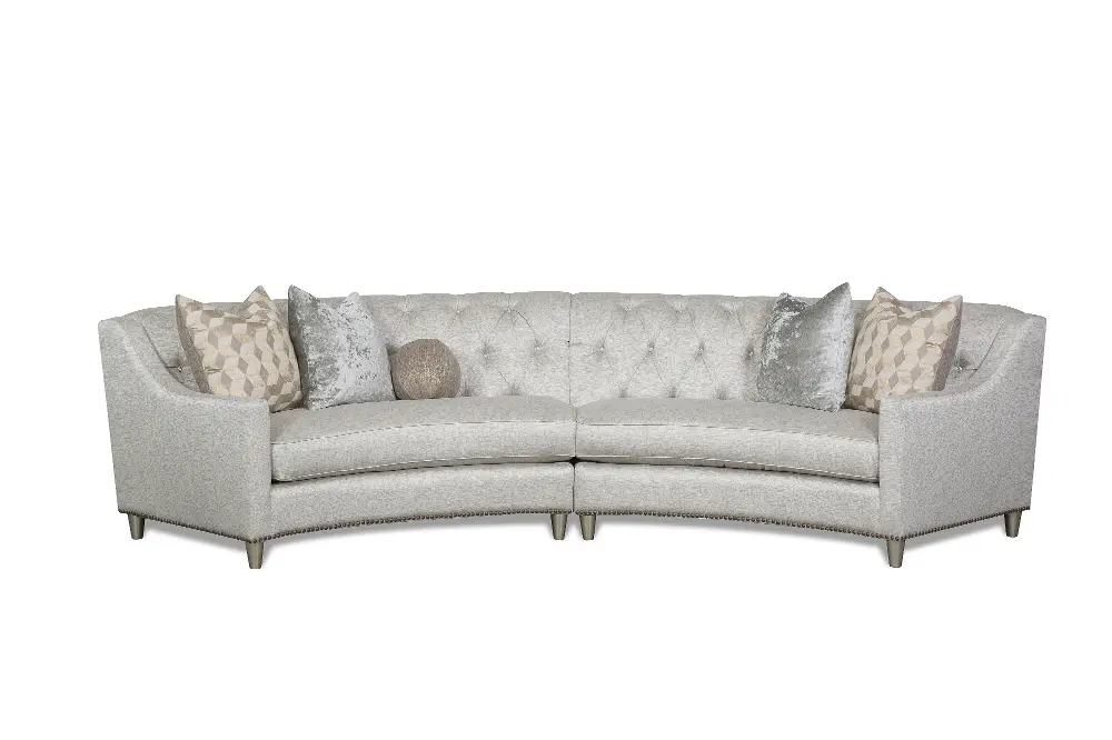 Mid Century Modern Linen 2 Piece Sectional Sofa - Diamante-1