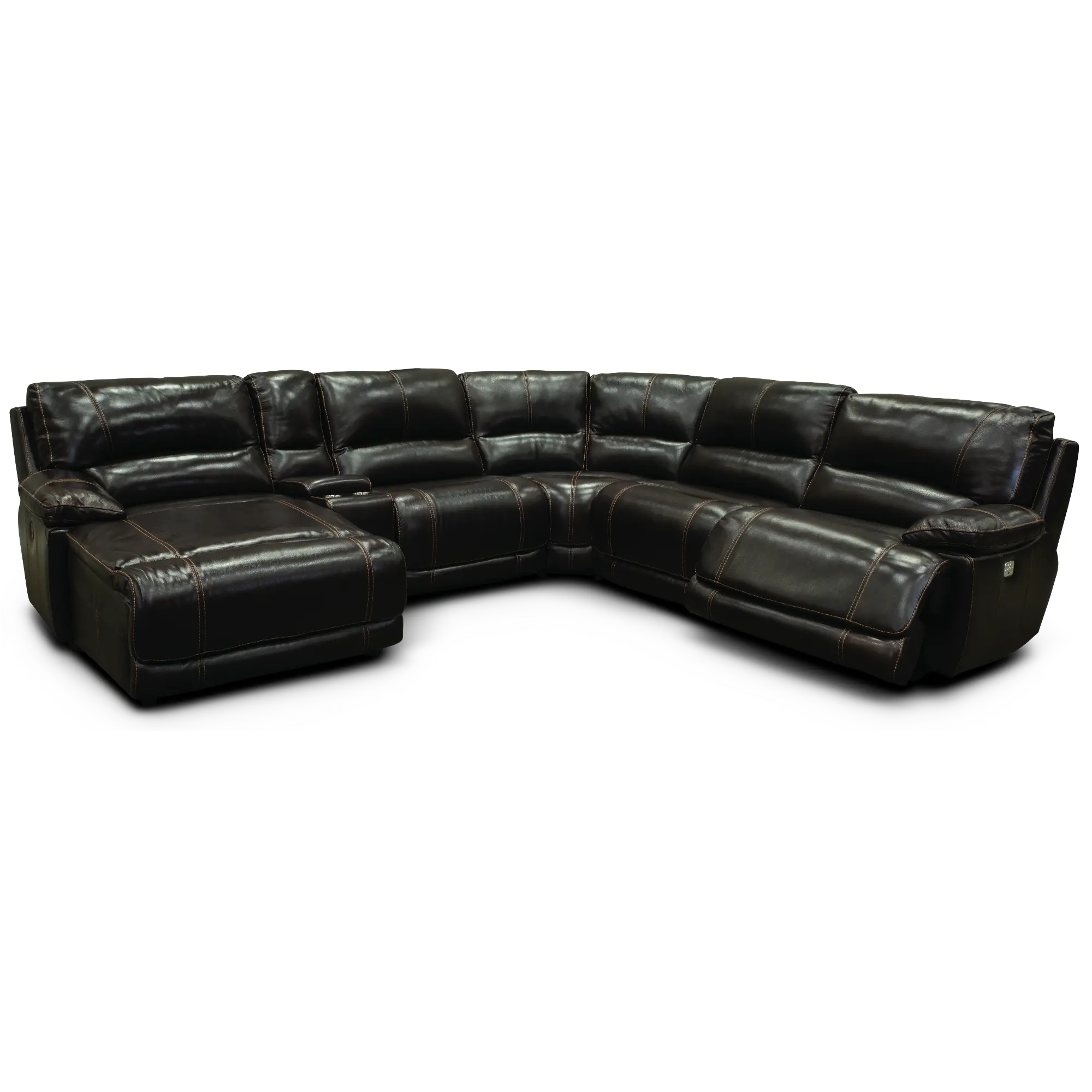 Brant Brown Leather-Match Power Reclining Sectional-1