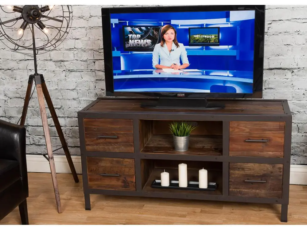 Rustic Brown Wooden 55 Inch TV Stand - Brixton-1