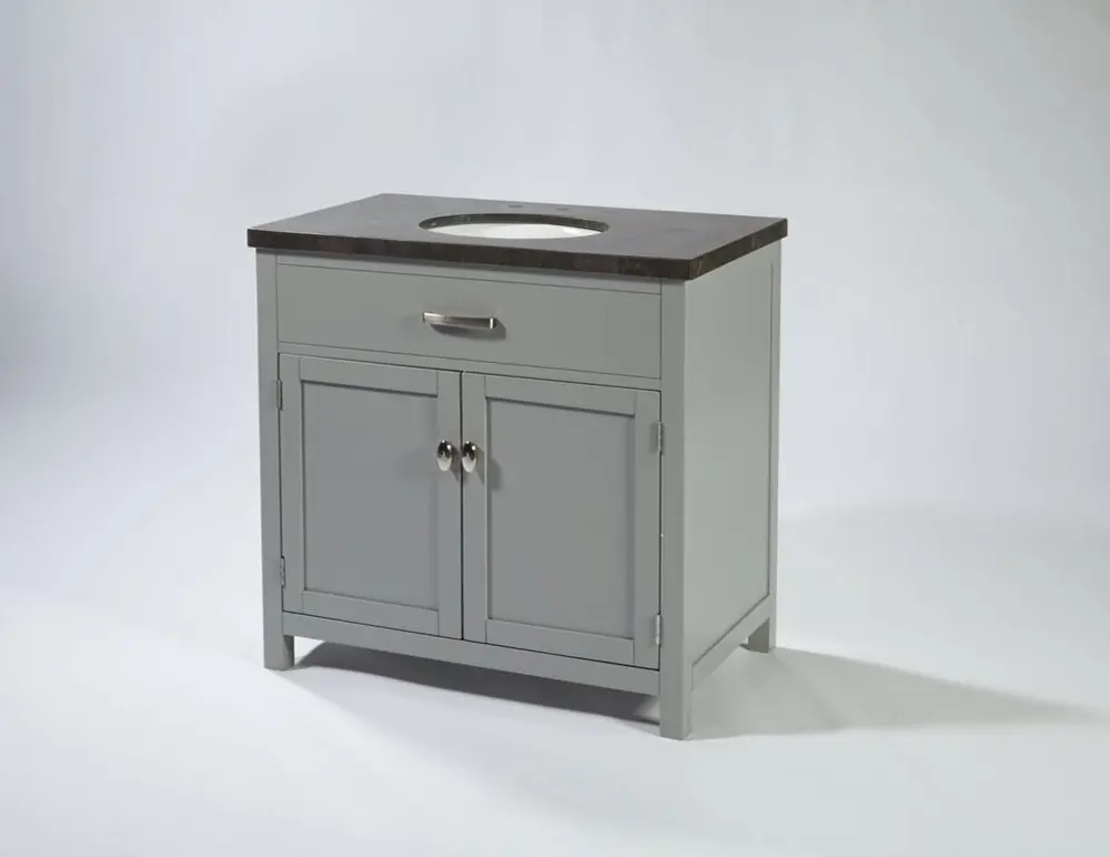 Misty Gray Vanity with Sink and Stone Marble Top - Newport-1