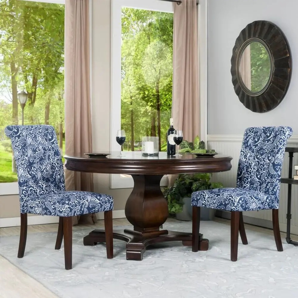 Blue/ White Tufted Parsons Chairs (Set of 2) - Berkley-1