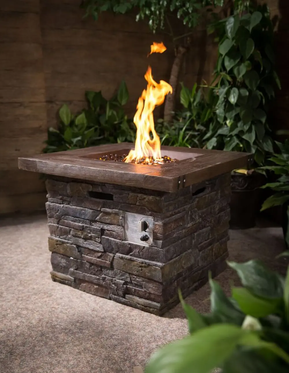 Brick Outdoor Square Gas Fire Pit - Nusa-1