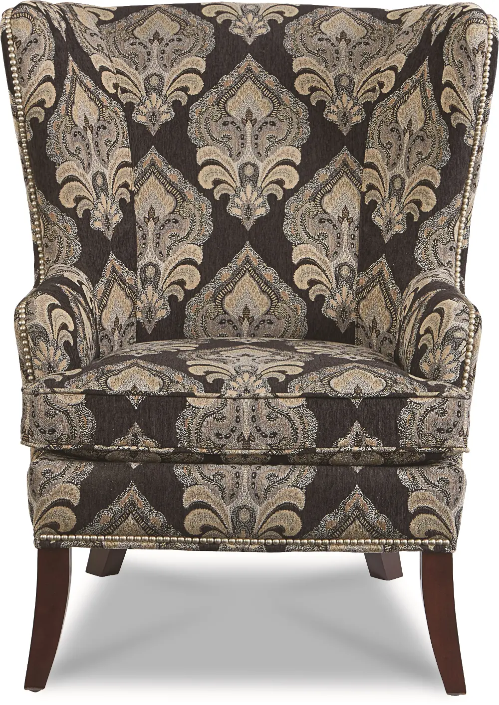 235-42A/P150950/CH Traditional Peacock Black Wingback Chair - York-1