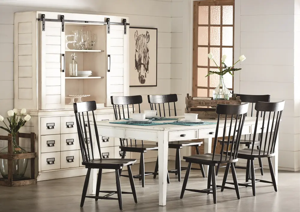 Magnolia Home Furniture White and Black 7 Piece Dining Set-1