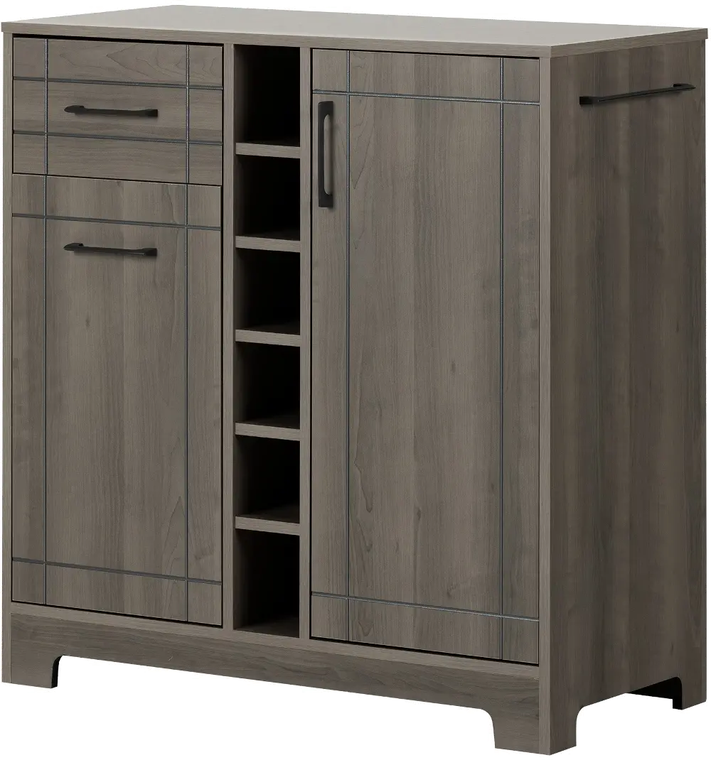 11029 Vietti Gray Bar Cabinet with Bottle and Glass Storage - South Shore-1