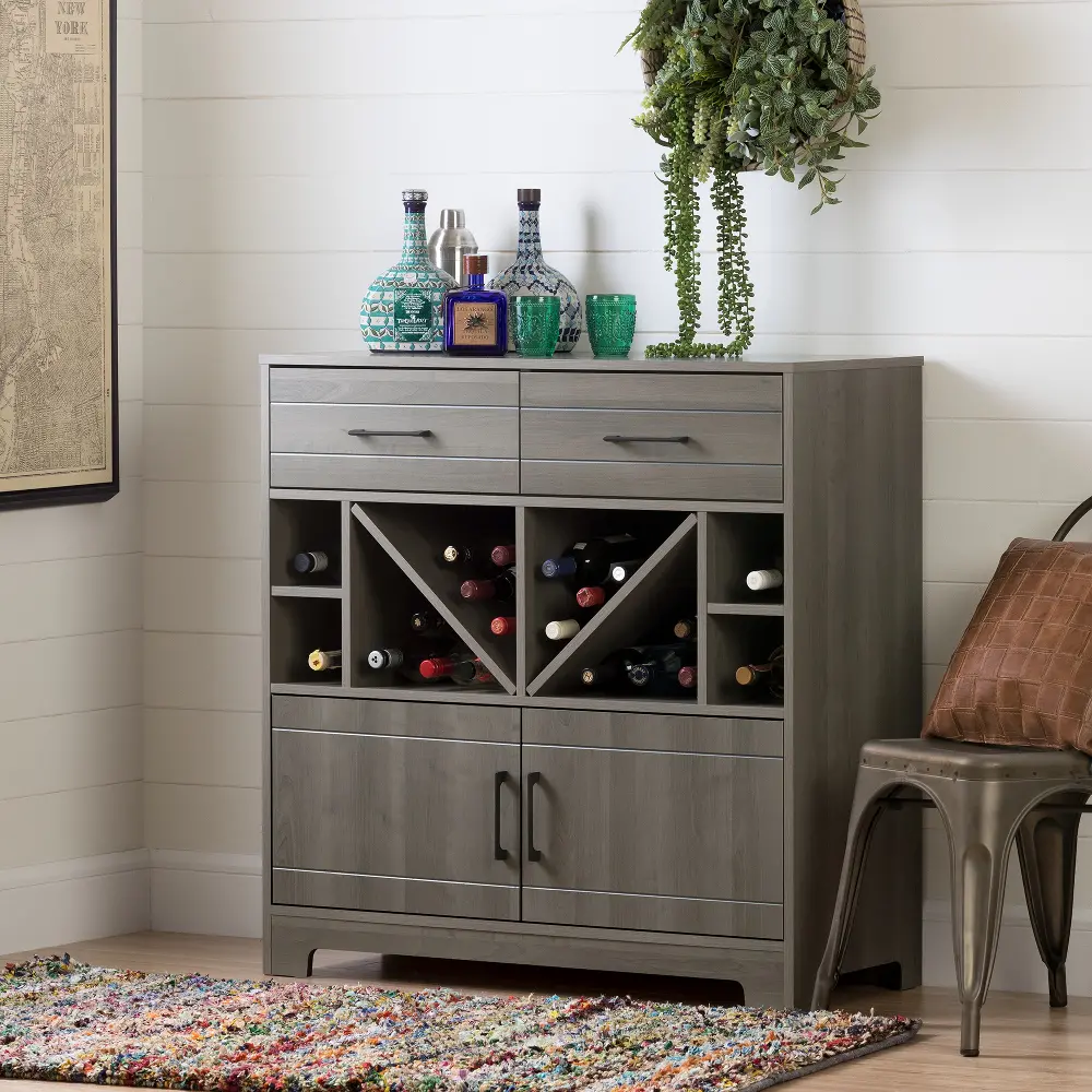 11030 Vietti Bar Cabinet with Bottle Storage and Drawers - South Shore-1