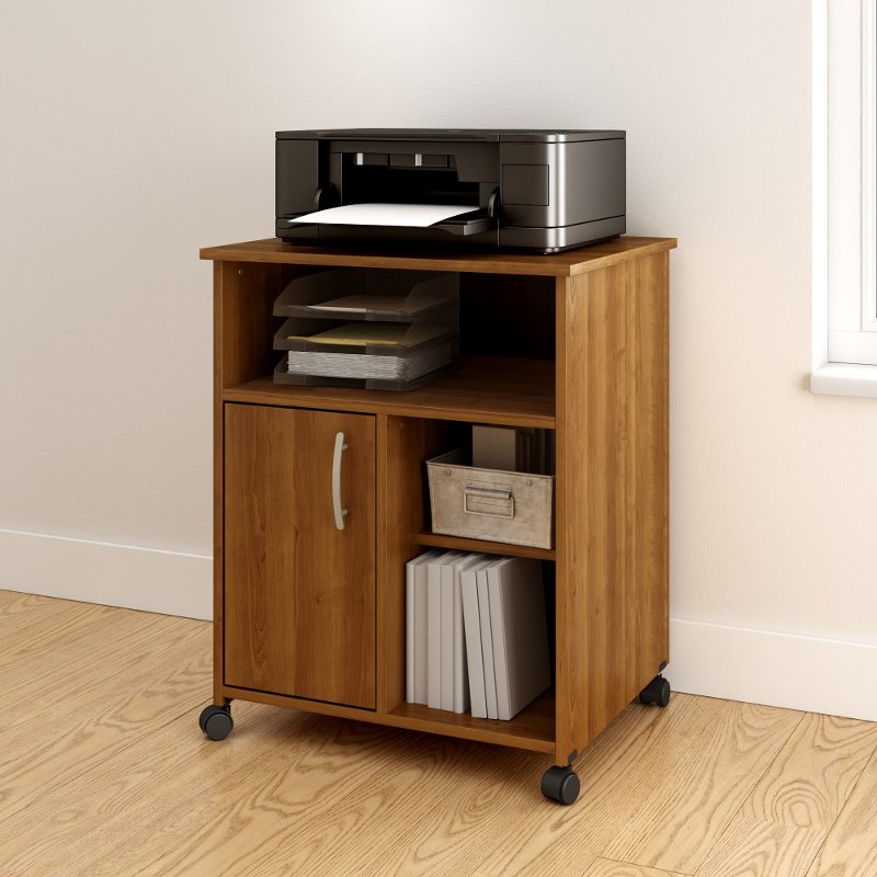 Cherry Brown Printer Stand on Wheels - Axess | RC Willey Furniture Store