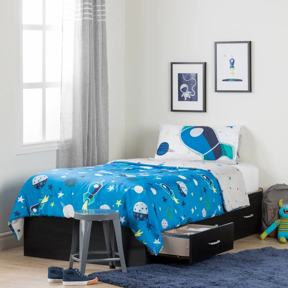 100190 Twin Mates Bed with Cosmic Comforter and Pillowcase - Cosmos -1