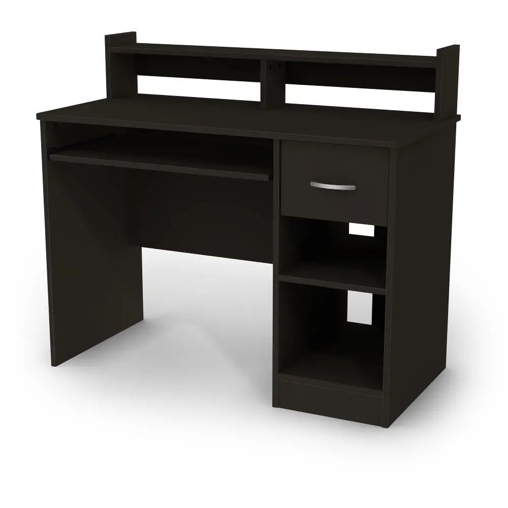 11266 Black Computer Desk with Keyboard Tray and Printer Stand - Axess-1