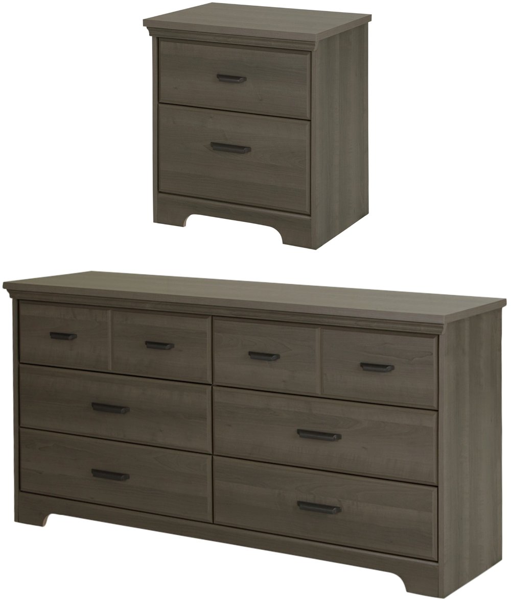 Versa Gray Maple Double Dresser & Nightstand - South Shore